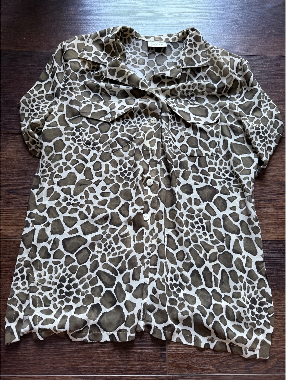 Basler Women's Short Sleeve Animal Print Blouse